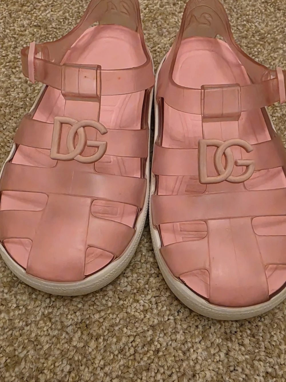 Dolce & Gabbana Kids Pink Logo Jelly Fisher Sandals